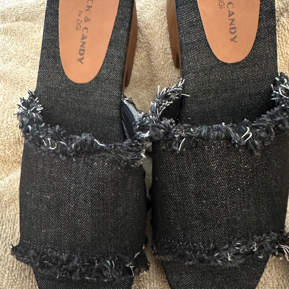Rock & Candy Black Denim Studded Mules - Picture 3 of 7